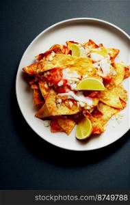 Horizontal shot of delicious chilaquiles 3d illustrated