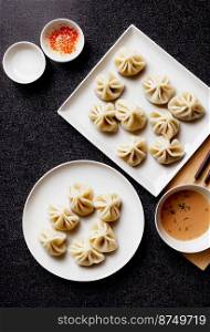 Horizontal shot of delicious homemade dumpling 3d illustrated