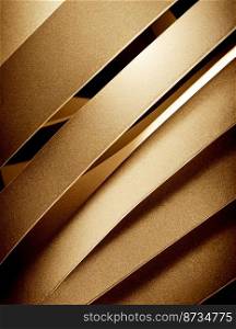 Horizontal shot of golden metallic sheets 3d illustrated