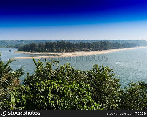 Horizontal tropical beach landscape background