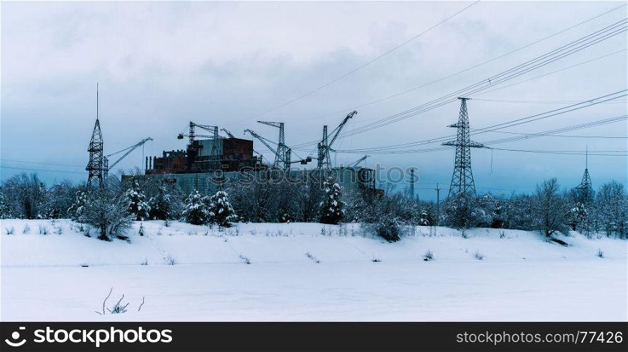 Horizontal vibrant Pripyat atomic reactor background backdrop