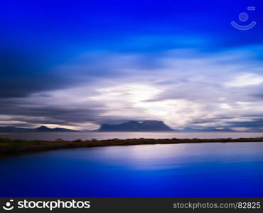 Horizontal vivid Norway motion blur landscape abstraction background backdrop. Horizontal vivid Norway motion blur landscape abstraction backgr