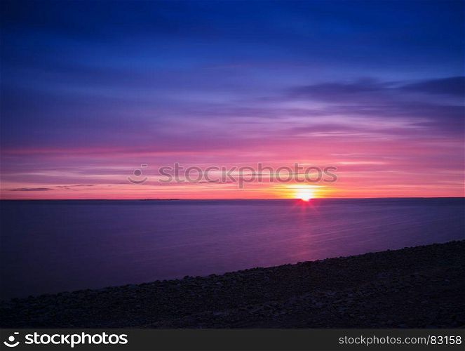 Horizontal vivid vibrant Baltic sunset horizon background backdrop. Horizontal vivid vibrant Baltic sunset horizon background backdr