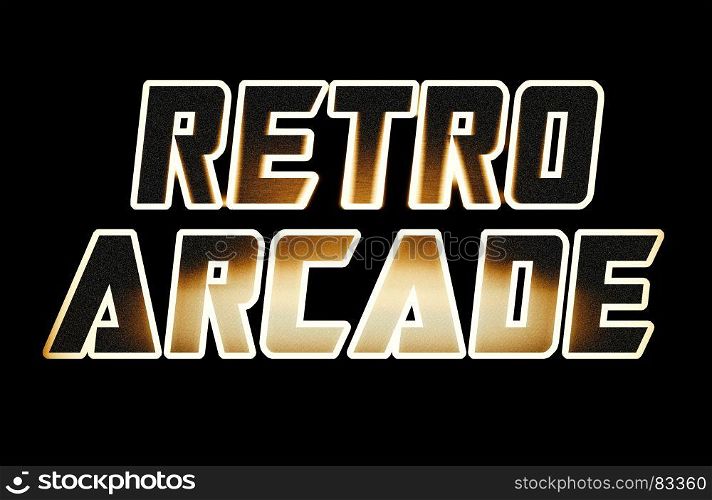 Horizontal warm glow retro arcade text illustration background