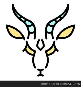 Horn gazelle icon. Outline horn gazelle vector icon color flat isolated. Horn gazelle icon color outline vector