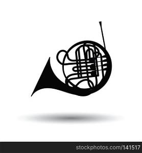 Horn icon. White background with shadow design. Vector illustration.