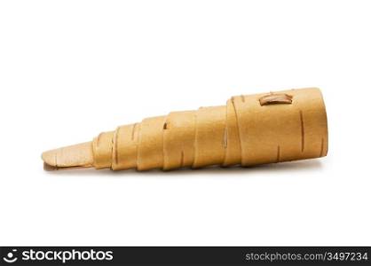 horn of birch bark isolated on a white background