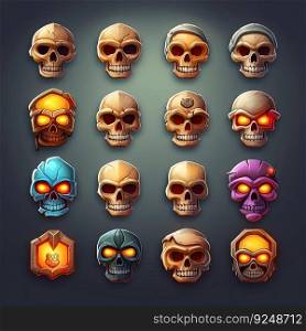 horror skull death game ai generated. face black, evil symbol, anatomy scary horror skull death game illustration. horror skull death game ai generated