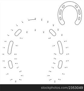 Horse Shoe Icon Dot To Dot, Horse Hoof Wear Protector Vector Art Illustration