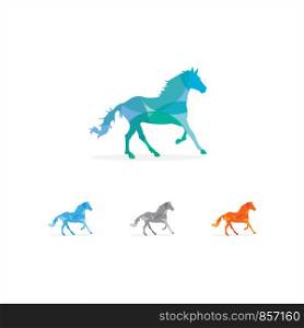 horse vector logo design, colorful riding animal wild nature illustration