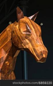 Horse Wooden Sculpture: Brown Woodcarving Statue