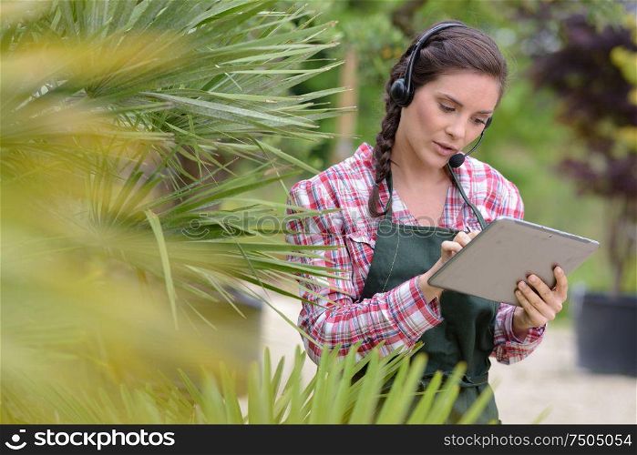 horticulture business female worker entertaining client