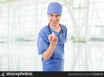 hospital doctor with a syringe at the hospital