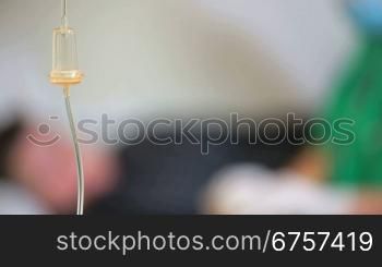 Hospital patient with IV Drip