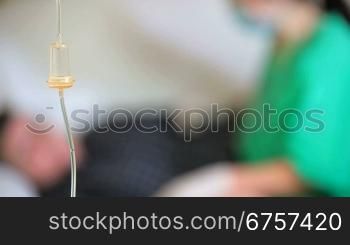 Hospital patient with IV Drip