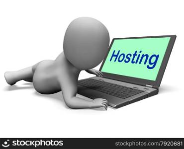Hosting Character Laptop Showing Www Internet Or Website Host