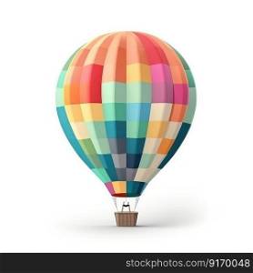 Hot air balloon in travel and adventure concept, colorful and isolated on white. A floating symbol of freedom and exploration by generative AI