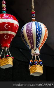 Hot air balloons model made of clay for decoration for sale at the market