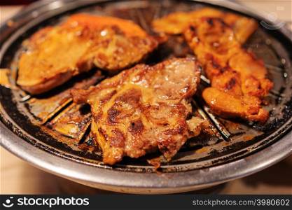 hot barbecue pork and meat grill, Korean style