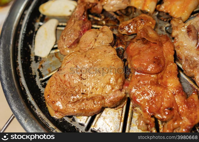 hot barbecue pork and meat grill, Korean style