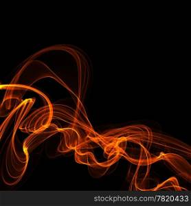 Hot bright fiery smoke on black background