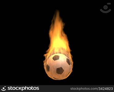 Hot burning football (3d isolated on dark background sports objects concepts series)