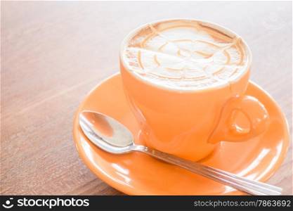 Hot caramel coffee latte cup, stock photo