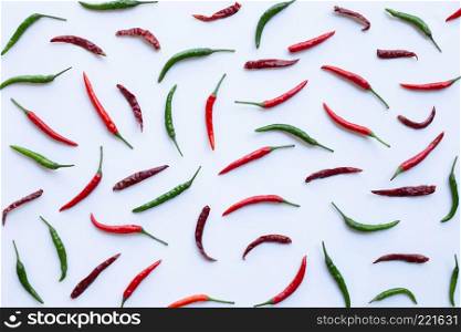 Hot chili pepper on white background.