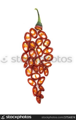 hot chili pepper. red hot chili pepper slices on a white background