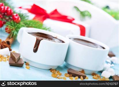 hot chocolate and christmas decoration