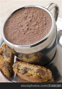 Hot Chocolate Florentine with Chocolate Cantuccini Biscotti