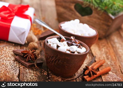 hot chocolate with marshmallow in the cup