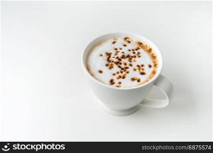 hot coffee cappuccino cup isolated on white