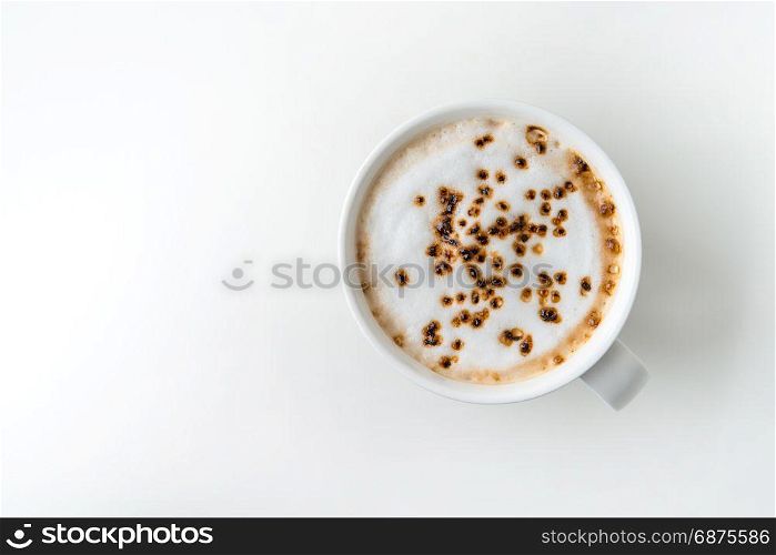 hot coffee cappuccino cup isolated on white