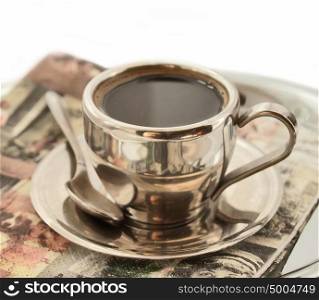 hot coffee in matel cup isolated