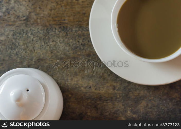 hot coffee. still life of coffee cup on a wooden table