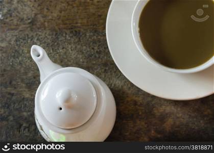hot coffee. still life of coffee cup on a wooden table