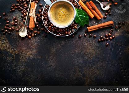 hot coffee with cinnamon on a table