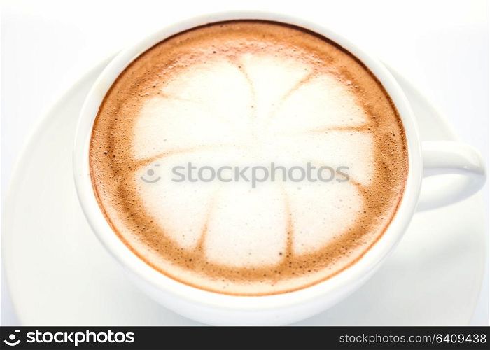 Hot cup of mocha isolated on white background