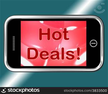 Hot Deals Mobile Message Represents Discounts Online. Hot Deals Mobile Message Represening Discounts Online