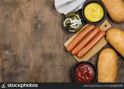 hot dog frame with copy space top view