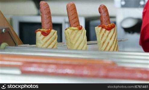 Hot dog lunch in fast-food takeout diner
