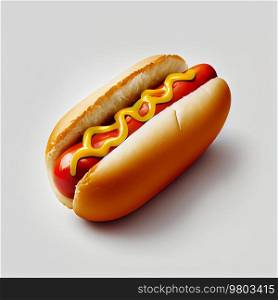 Hot Dog on the White Background. AI Generative 