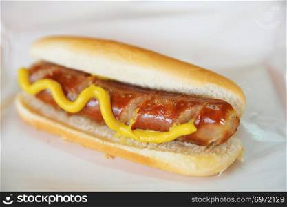 Hot dog sausage in close up