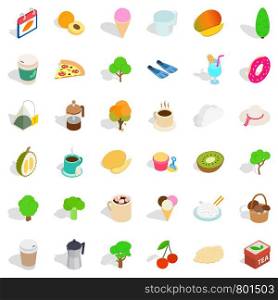 Hot drink icons set. Isometric style of 36 hot drink vector icons for web isolated on white background. Hot drink icons set, isometric style