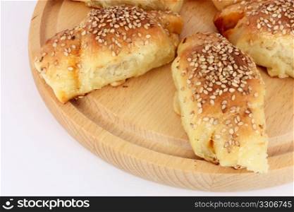 Hot fresh baked pastry with sesame seeds