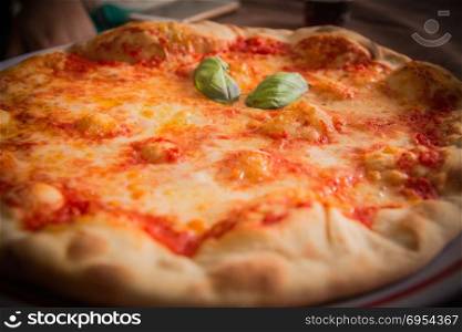 Hot Italian pizza. Bubbling hot cheese.