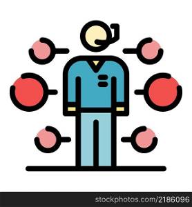 Hot line social service icon. Outline hot line social service vector icon color flat isolated. Hot line social service icon color outline vector