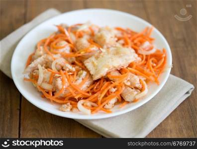 hot marinated fish salad with carrot