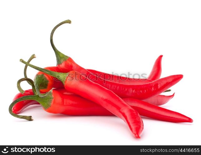 Hot red chili or chilli pepper isolated on white background cutout